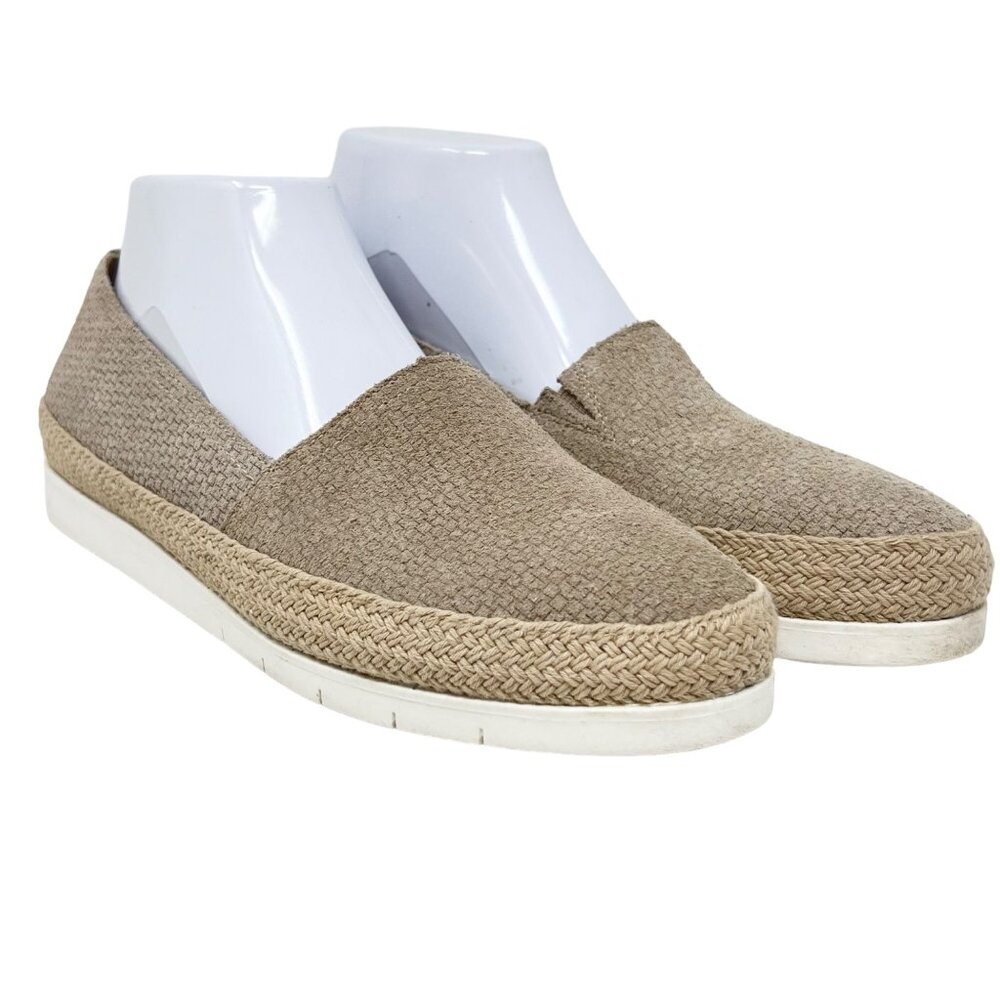 Donald Pliner Womens Paryn Woven‎ Leather Suede Espadrille Flat Beige Size 8M